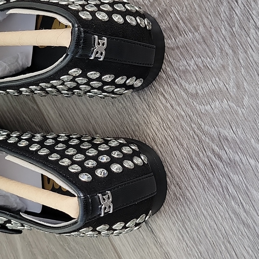 Sam Edelman Michaela Gem Mary Jane Flats Black Suede Noir Size 6M NIB - Picture 7 of 9